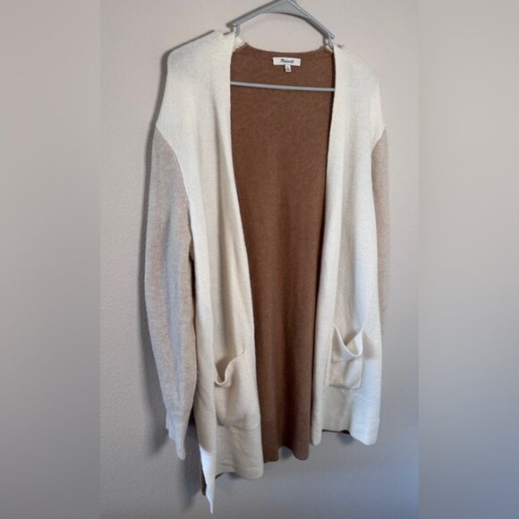 Madewell womens size medium Tan Cream Colorblock Open Front Cardigan Sweater - Picture 7 of 7